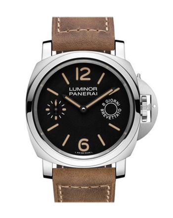 Panerai Luminor Marina Black Dial Tan Leather Men's Watch PAM00590