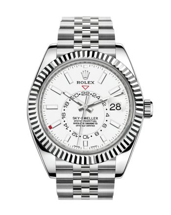 Rolex Sky Dweller White Dial 18K White Gold Bezel Steel Jubilee Men's Watch 326934