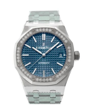 Audemars Piguet Royal Oak 37mm Grey Blue Dial Diamond Stainless Steel Watch 15451ST.ZZ.1256ST.03