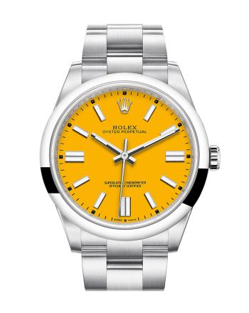 Rolex Oyster Perpetual 41 Yellow Dial Oyster Bracelet Watch 124300