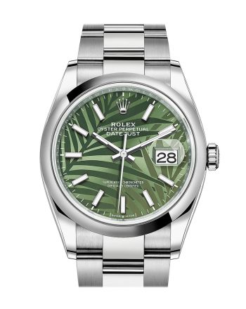 Rolex Datejust 36 Olive Green Palm Motif Dial  Watch 126200