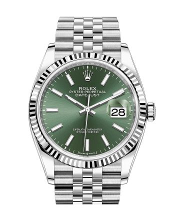 Rolex Datejust 36 Mint Green Dial Fluted Jubilee Watch 126234