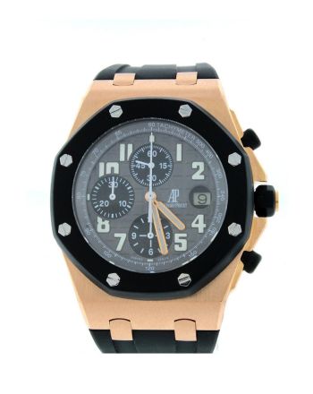 Audemars Piguet Royal Oak Offshore Black Dial 18kt Rose Gold Black Rubber Chronograph Men's Watch 26178OK.OO.D002CA.01