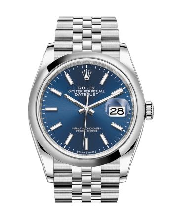 Rolex Datejust 36 Bright Blue Motif Dial Jubilee Watch 126200