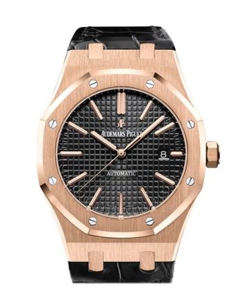 Audemars Piguet Royal Oak 41mm Black dial Pink Gold Black Alligator Strap Watche 15400OR.OO.D002CR.01 DCM