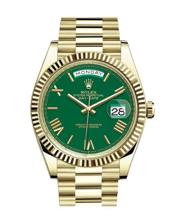 Rolex Day-Date 40 Green Roman Dial 18K Yellow Gold President Men's Watch 228238