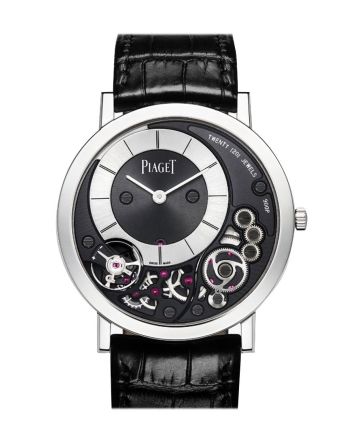 Piaget Altiplano Black and Silver Dial 18kt White Gold Black Leather Men's Watch