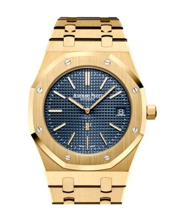 Audemars Piguet Royal Oak 39mm Blue dial with ??Petite Tapisserie?? pattern 18K Yellow Gold Extra-Thin Watch 15202BA.OO.1240BA.01 DCM