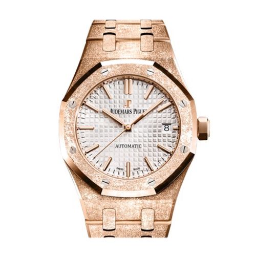 Audemars Piguet Royal Oak 37mm Silver-toned Dial Hammered 18k Pink Gold Automatic 15454OR.GG.1259OR.01