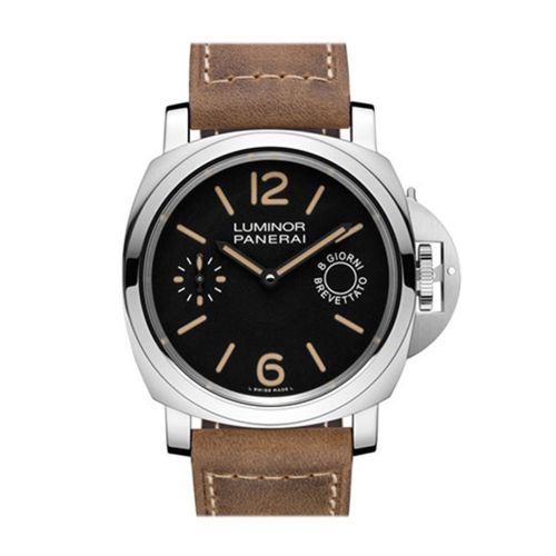 Panerai Luminor Marina Black Dial Tan Leather Men's Watch PAM00590