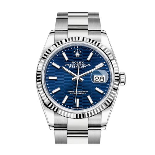 Rolex Datejust 36 Bright Blue Fluted Motif Dial Fluted Watch 126234