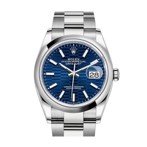 Rolex Datejust 36 Bright Blue Motif Dial fluted  Watch 126200