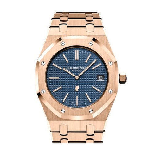 Audemars Piguet Royal Oak 39mm Blue Dial Extra-Thin 18K Pink Gold Watch 15202OR.OO.1240OR.01.A